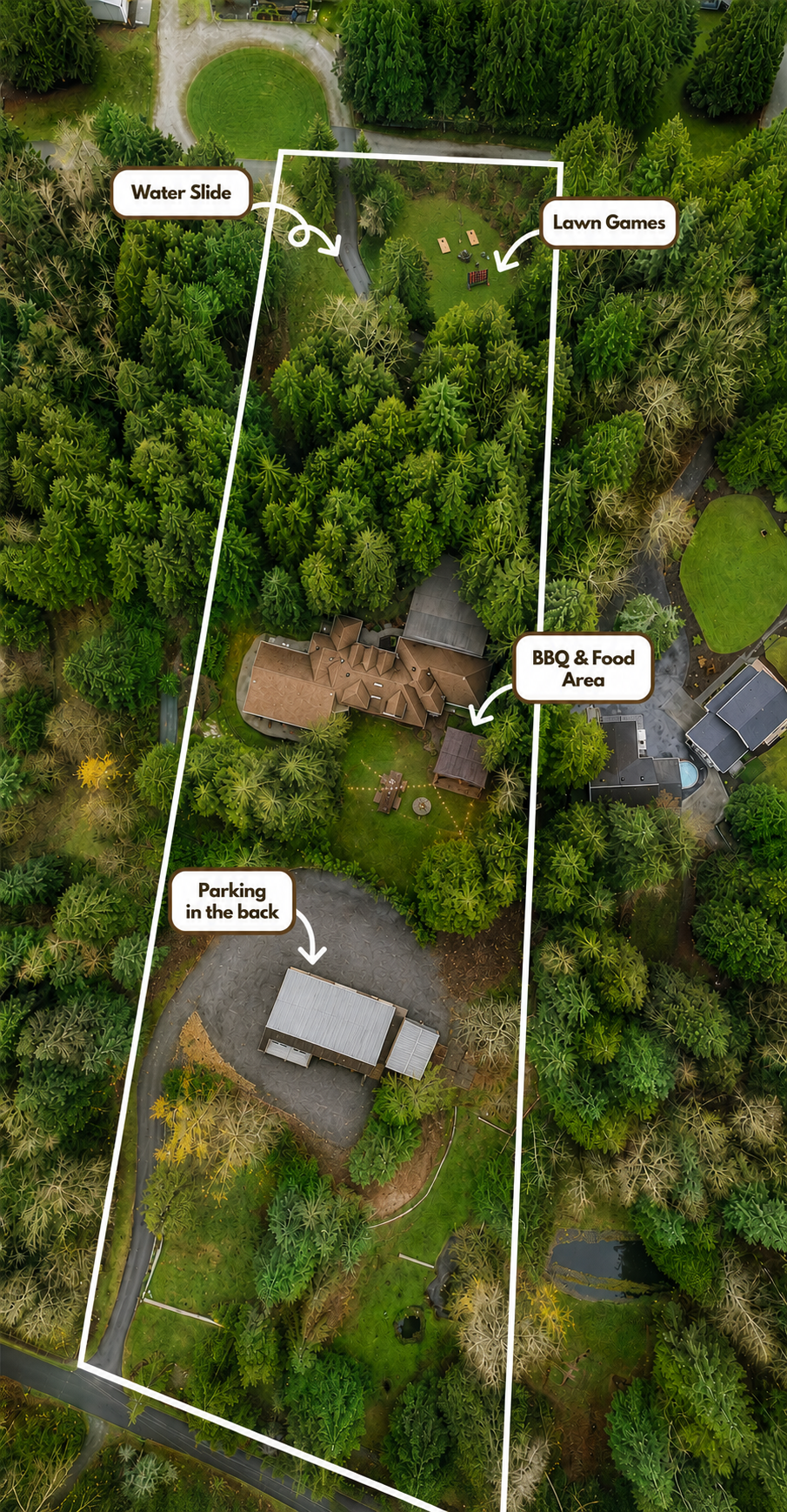 Aerial view of the property